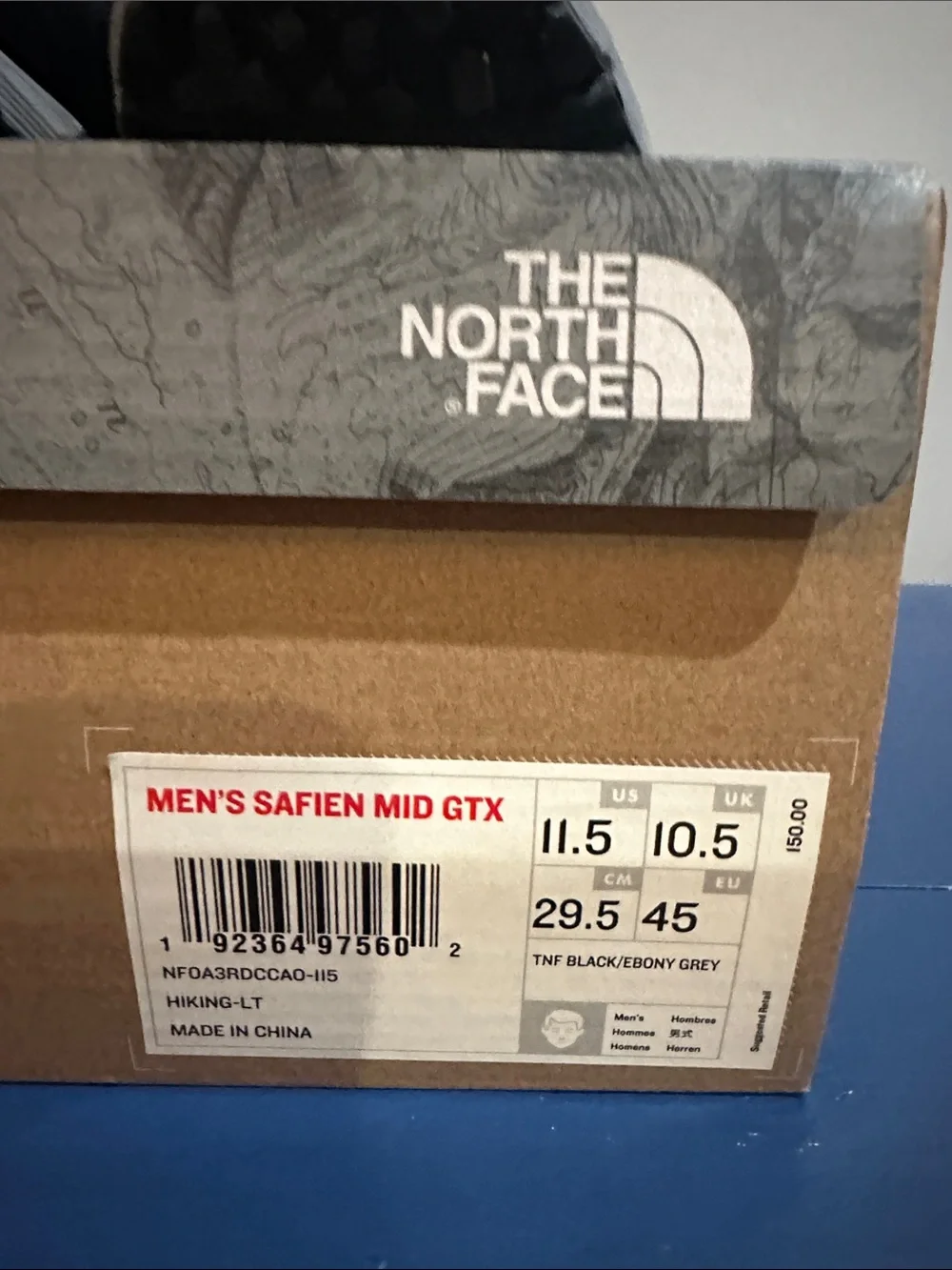 The North Face Men's Safien Mid GTX Black and Gray Trail Boots